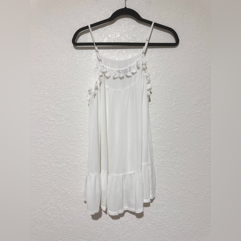 New!POL White Tassel Flowy Tank Top Size Sm Cotton Rayon Blend Boho Style - Picture 6 of 6